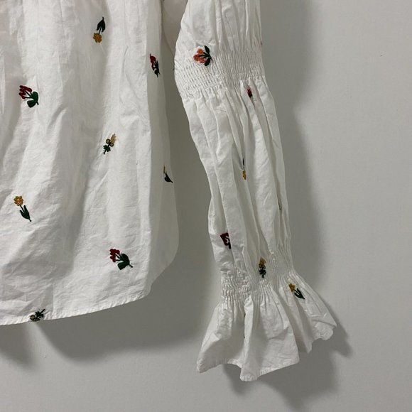 Zara White Floral Embroidery Off the Shoulder Top - Picture 3 of 5